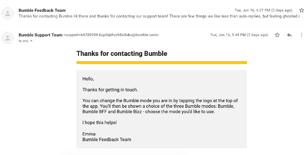 bumble support response time